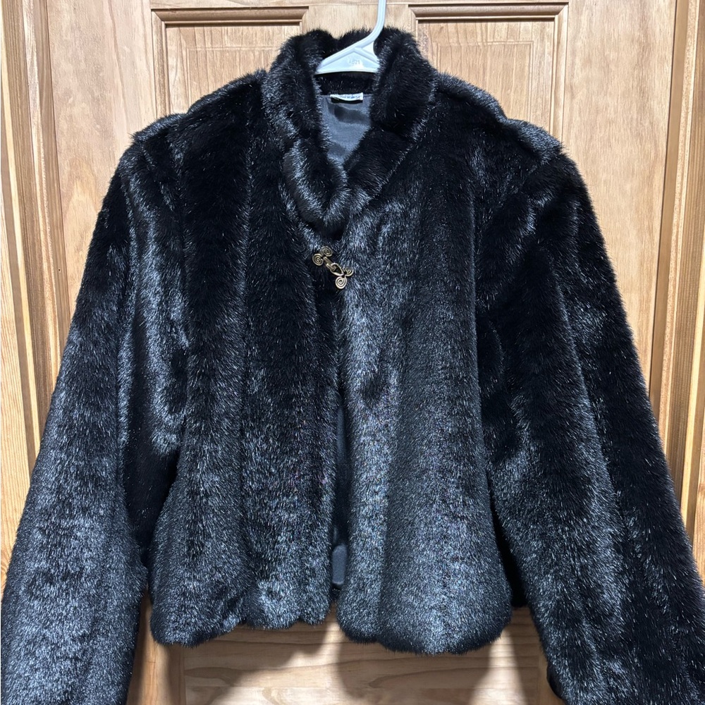 Luxurious vintage dark chocolate faux fur coat
